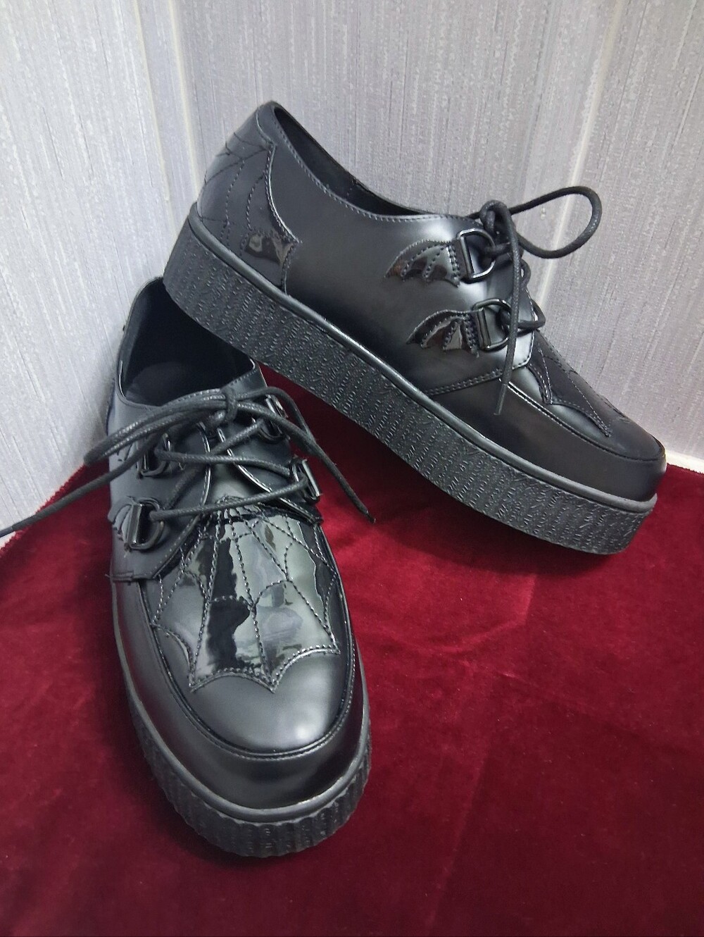 Strange Cvlt Black Krypt Web Creepers Platform Shoes Size US 11 EU 41-42